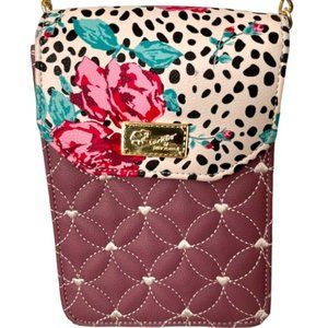 Betsey Johnson Quilted/Roses/Luv Betsey Mini Crossbody Bag
